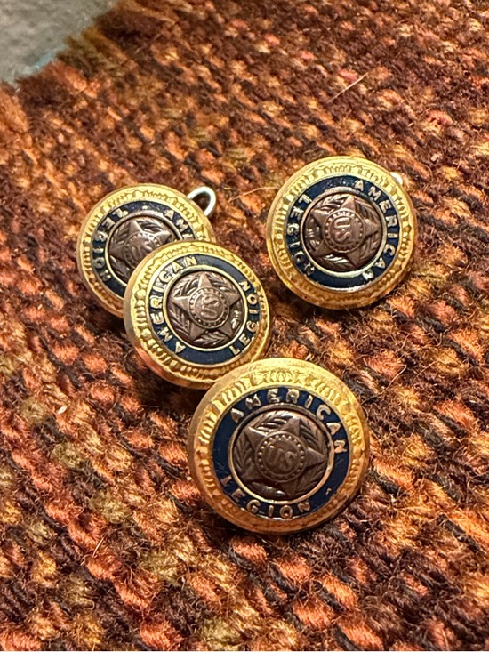 Burberry Other - American legion Burberry Gold and Navy Enamel Round Emblem Cuff Links